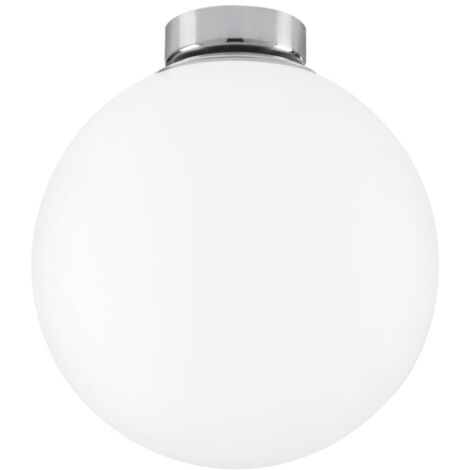 "Plafoniera CITY in metallo cromato con diffusore in vetro bianco 20 cm."