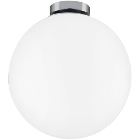 "Plafoniera CITY in metallo cromato con diffusore in vetro bianco 30 cm."