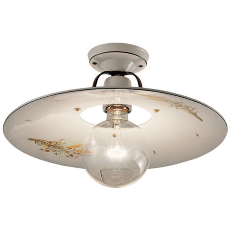 Plafoniera Classica Bologna Metallo E Ceramica Nero Sfumato Rame 40Cm 1 Luce E27