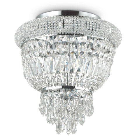Plafoniera Classica Dubai Metallo-Cristallo Cromo 3 Luci E14