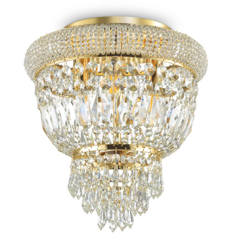 Plafoniera Classica Dubai Metallo-Cristallo Ottone 3 Luci E14