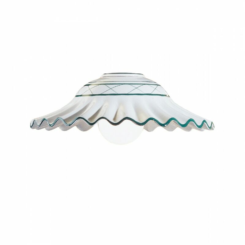 Image of Due P Illuminazione - Plafoniera classica 2383 pl40 e27 led ceramica lampada soffitto, ceramica-gesso con bordo verde