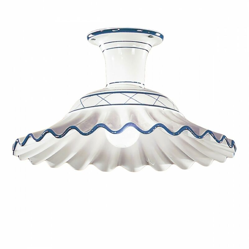 Image of Plafoniera classica Due P Illuminazione 2383 pl40 e27 led ceramica lampada soffitto, ceramica-gesso con bordo blu