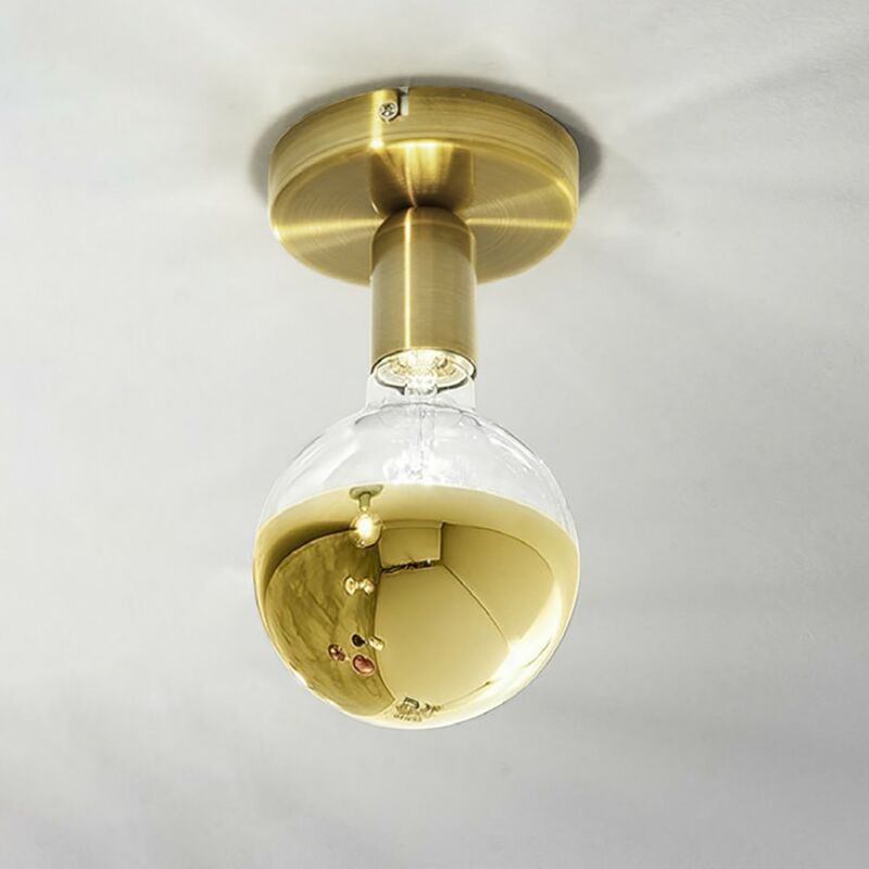 Image of Plafoniera classica gea luce point e27 led lampada soffitto parete, finitura metallo ottone spazzolato - Ottone spazzolato