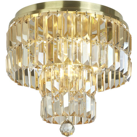 Plafoniera Classica Impero Acciaio Ottone Vetro 4 Luci E14