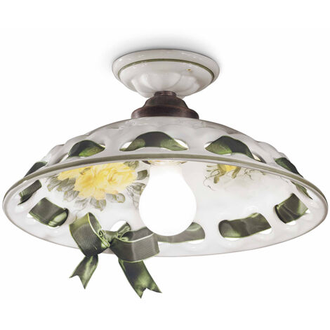 Plafoniera Classica Napoli Metallo E Ceramica Nero Sfumato Rame 1 Luce E27