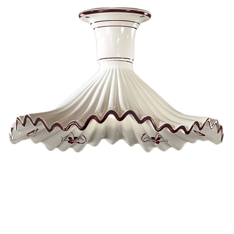 Image of Plafoniera classico due p illuminazione anna pl40 e27 led ceramica lampada soffitto, ceramica-gesso con bordo marrone