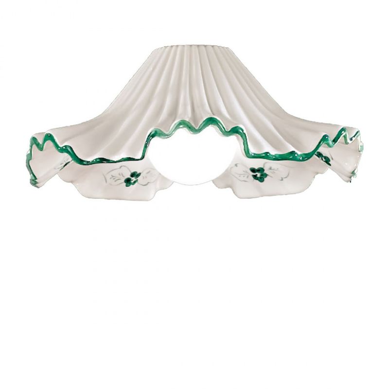 Image of Plafoniera classico Due P Illuminazione anna pl40 e27 led ceramica lampada soffitto, ceramica-gesso con bordo verde