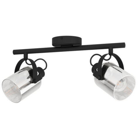 Plafoniera con 2 Faretti in Vetro Nero 40W Berregas Eglo