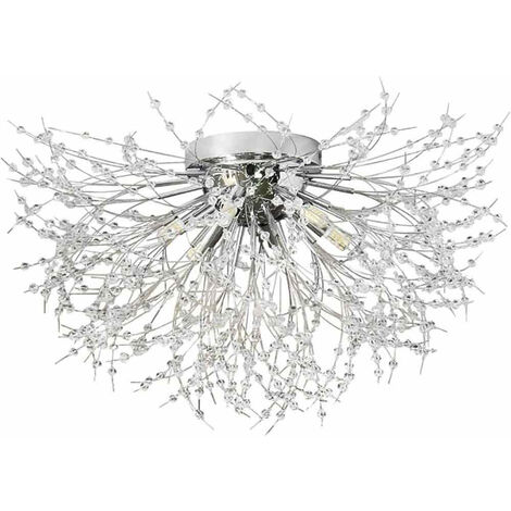 Plafoniera con cristalli in acrilico contemporaneo attacco g9 lampada da soffitto fuochi d’artificio argento