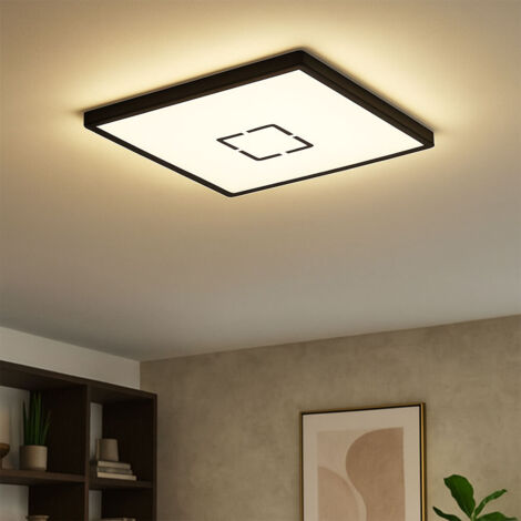 Plafoniera con retroilluminazione Plafoniera LED angolare per corridoio lampada da cucina nera, retroilluminazione, 22W 3000lm bianco neutro, LxLxH 42x42x2,9 cm
