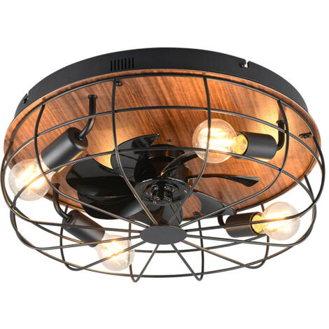 Plafoniera con ventilatore TRONDHEIM nera E27 48,5cm