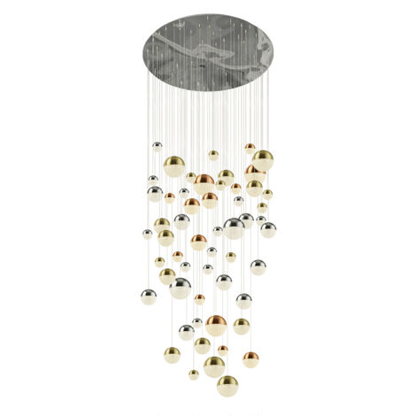 Plafoniera Contemp Pianeti Acciaio Cromo Policarbonato Ottone Led 376W 4000K