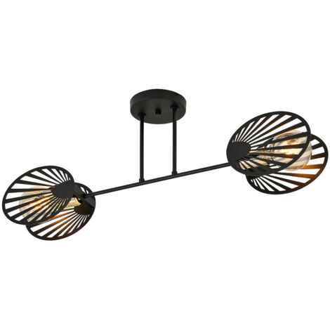 Plafoniera Contemporanea 2 Luci Tallia In Acciaio Nero E Oro