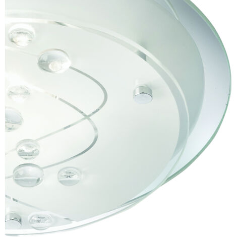 Plafoniera Contemporanea Baia Acciaio Bianco Vetro 1 Luce E27