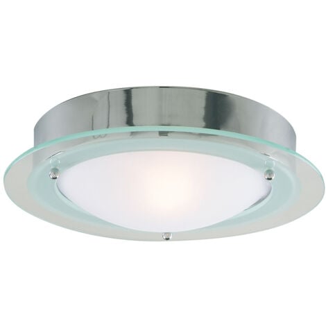 Plafoniera Contemporanea Belfast Acciaio Cromo Vetro 1 Luce E14
