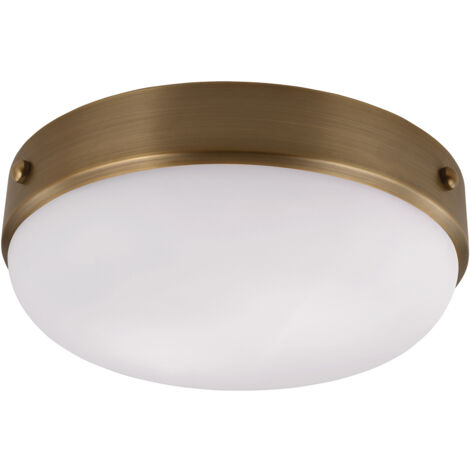 Plafoniera Contemporanea Cadence Acciaio Ottone Scuro Antico Vetro 2 Luci E27
