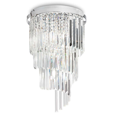 Plafoniera Contemporanea Carlton Metallo-Cristallo Cromo 8 Luci E14