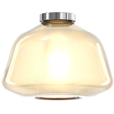 Plafoniera Contemporanea Double Skin Alpha Metallo Cromo Vetro Ambra 1 Luce E27