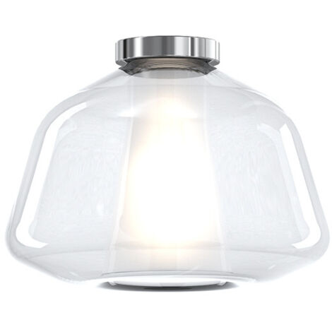 Plafoniera Contemporanea Double Skin Alpha Metallo Cromo Vetro Trasp. 1 Luce E27