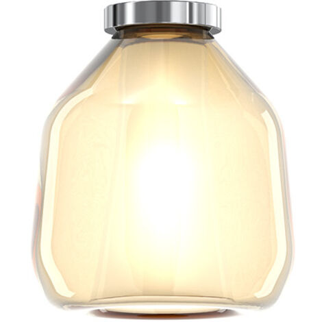 Plafoniera Contemporanea Double Skin Beta Metallo Cromo Vetro Ambra 1 Luce E27