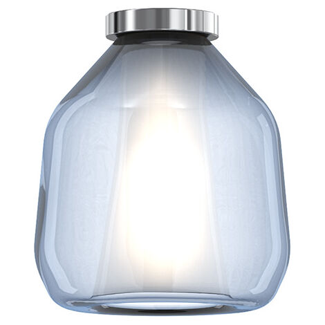 Plafoniera Contemporanea Double Skin Beta Metallo Cromo Vetro Blu 1 Luce E27