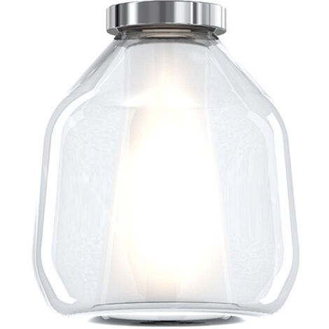Plafoniera Contemporanea Double Skin Beta Metallo Cromo Vetro Trasp. 1 Luce E27