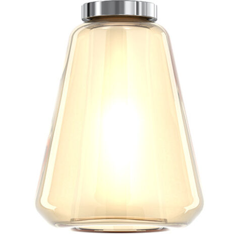 Plafoniera Contemporanea Double Skin Gamma Metallo Cromo Vetro Ambra 1 Luce E27
