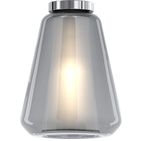 Plafoniera Contemporanea Double Skin Gamma Metallo Cromo Vetro Fumè 1 Luce E27
