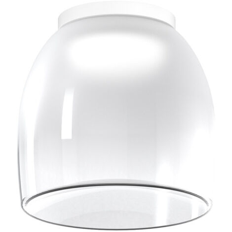 Plafoniera Contemporanea Drum Metallo Bianco Vetro 1 Luce Led 16W Calda