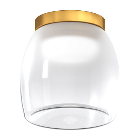 Plafoniera Contemporanea Drum Metallo Oro Vetro Bianco 1 Luce Led 8W Calda
