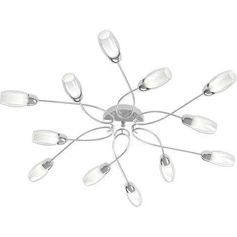 Plafoniera Contemporanea Feeling Net Metallo Cromo Vetro Trasparente 12 Luci G9