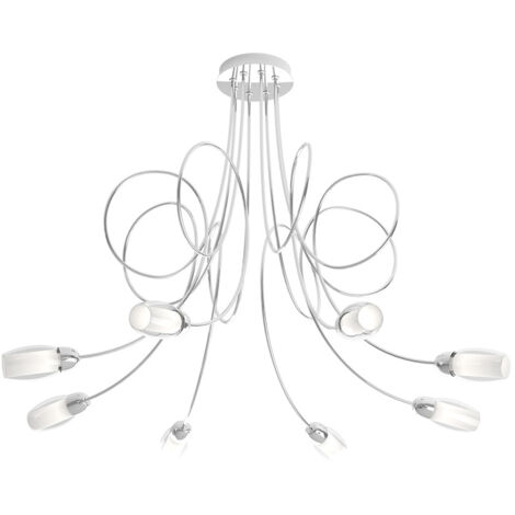 Plafoniera Contemporanea Feeling Net Metallo Cromo Vetro Trasparente 8 Luci G9