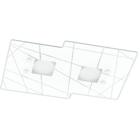 Plafoniera Contemporanea Focus Metallo Bianco Vetro 2 Luci Gx53