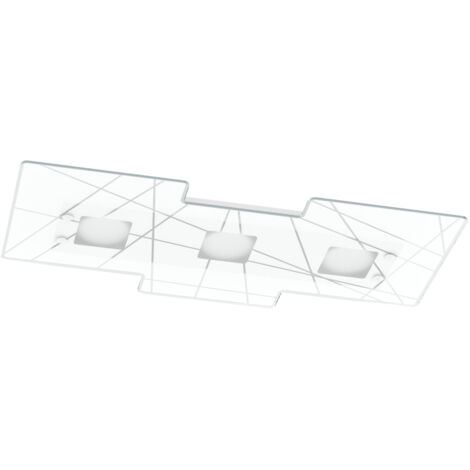 Plafoniera Contemporanea Focus Metallo Bianco Vetro 3 Luci Gx53