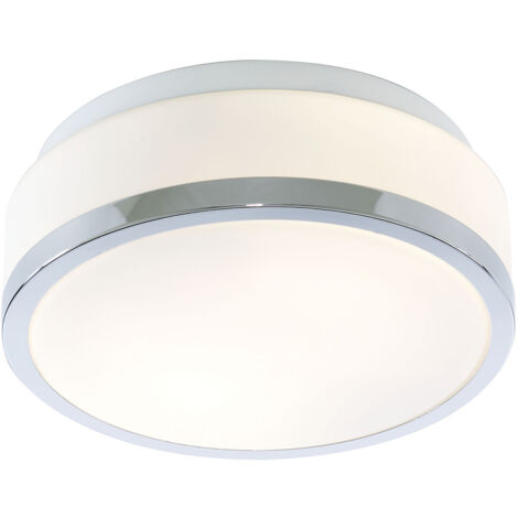 Plafoniera Contemporanea Formaggio Acciaio Cromo Vetro Bianco 1 Luce E27 23Cm