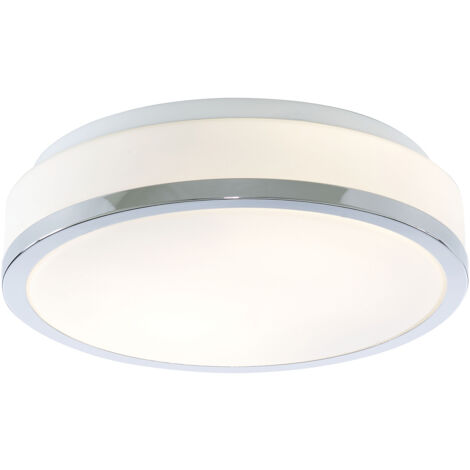 Plafoniera Contemporanea Formaggio Acciaio Cromo Vetro Bianco 1 Luce E27 28Cm