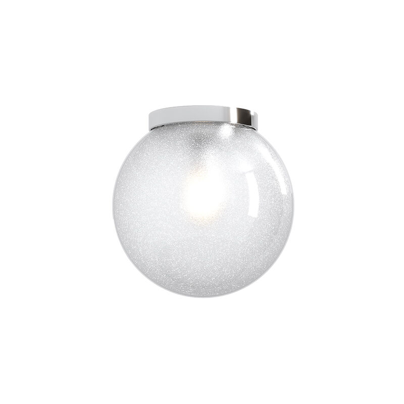 Image of Top-light - Plafoniera Contemporanea Glitter Metallo Cromo Vetro Soffiato Trasp 1 Luce E14 - Bianco|Cromo