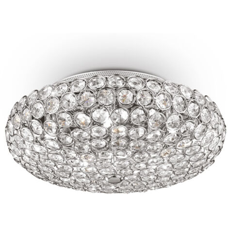 Plafoniera Contemporanea King Metallo-Cristallo Cromo 5 Luci G9 3W 3000K