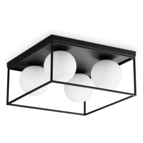 Plafoniera Contemporanea Lingotto Metallo Nero 4 Luci E14 28W Ip20