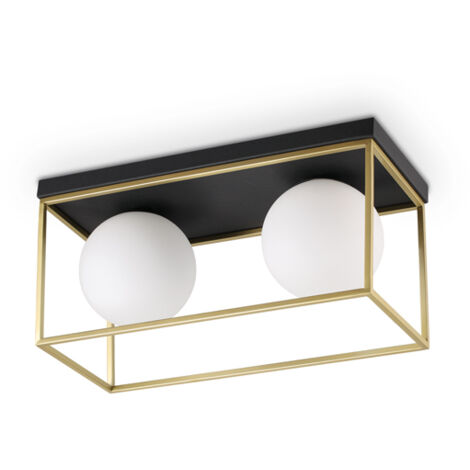 Plafoniera Contemporanea Lingotto Metallo Ottone 2 Luci E14