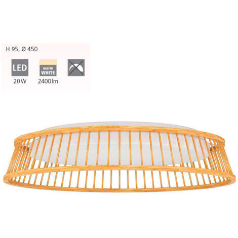 Plafoniera Contemporanea Luppineria Legno Marrone Luce Led Integrato 20W