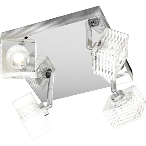 Plafoniera Contemporanea Metropolitan Metallo Cromo Vetro Trasparente 4 Luci G9
