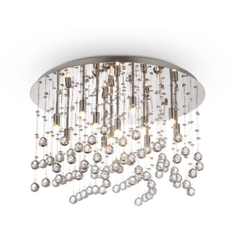 Plafoniera Contemporanea Moonlight Metallo-Cristallo Cromo 12 Luci G9 3W 3000K