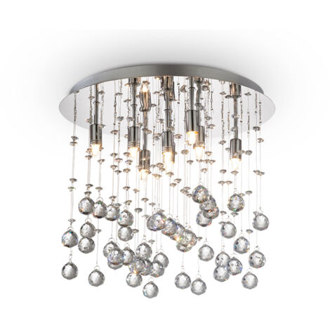Plafoniera Contemporanea Moonlight Metallo-Cristallo Cromo 8 Luci G9 3W 3000K