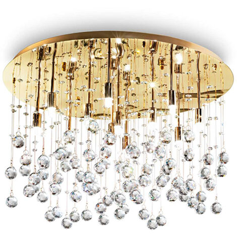 Plafoniera Contemporanea Moonlight Metallo-Cristallo Oro 12 Luci G9 3W 3000K