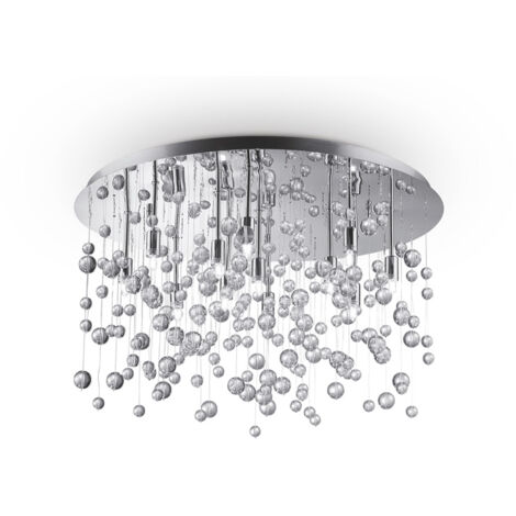 Plafoniera Contemporanea Neve Metallo Cromo 12 Luci G9 3W 3000K Luce Calda