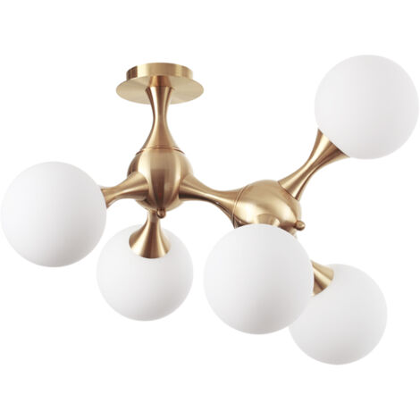 Plafoniera Contemporanea Nodi Metallo Ottone 5 Luci E14