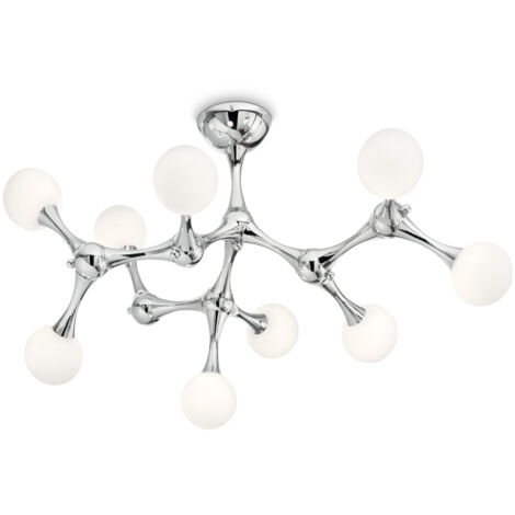 Plafoniera Contemporanea Nodino Metallo Cromo 9 Luci G9 3W 3000K Luce Calda