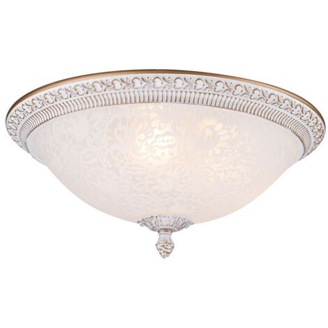 Plafoniera Contemporanea Pascal Metallo Bianco 3 Luci Diffusori Vetro